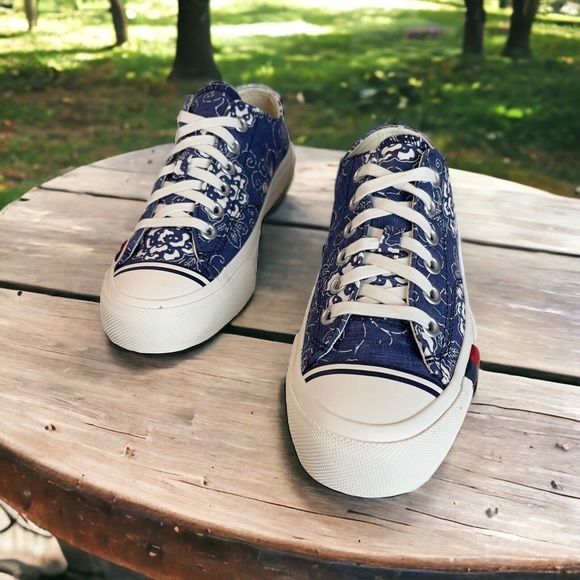 Pro Keds Blue Floral Canvas Sneaker Mens 5M 6M | Womens 7M 8M - Picture 7 of 16